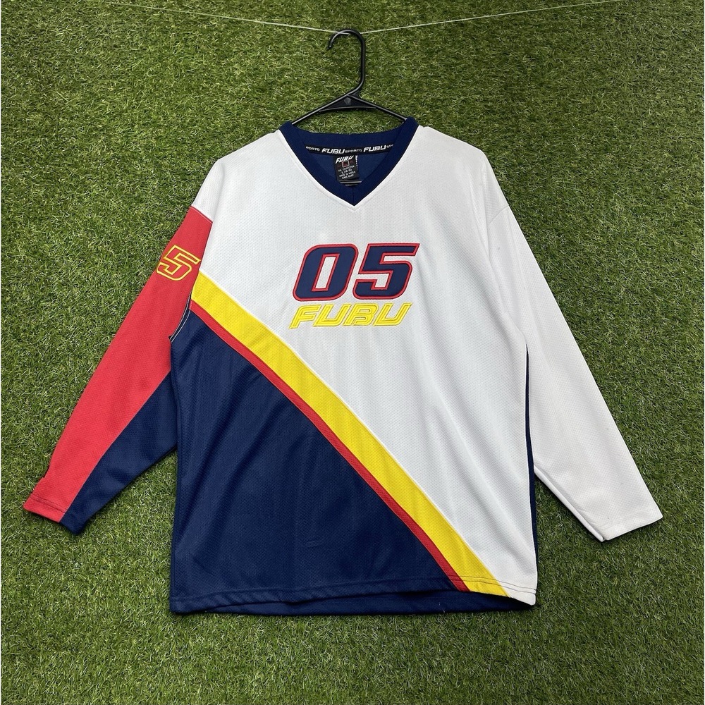 FUBU Official League Collection Jersey Youth Large 05 Long Sleeve Red Blue
